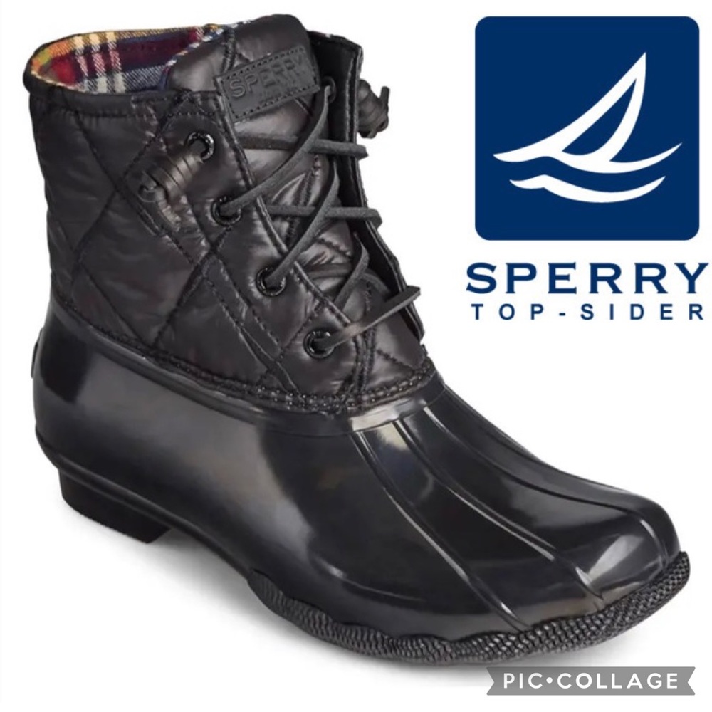 ☔️ Sperry Saltwater Nylon Quilted Duck Boot {Black} 8